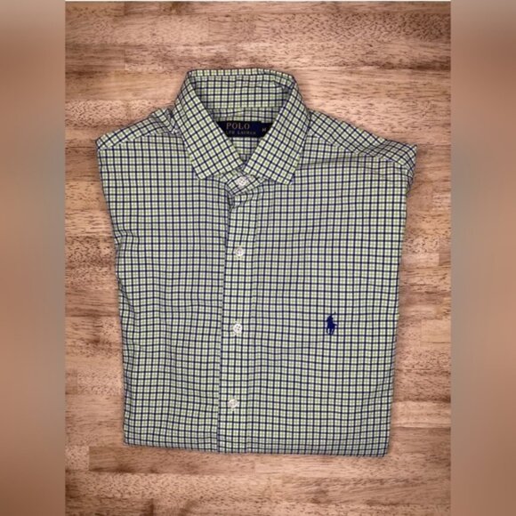 Other - Polo Ralph Lauren Green Blue Check Mens Classic Fit Button Down Shirt Sz Medium